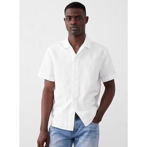 BANANA REPUBLIC Standard Fit Linen Blend Resort Shirt White Sz XL NWT $75 {3K31}